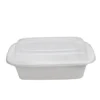 B & G 38oz MICROWAVE SAFE RECTANGLE CONTAINER WHITE BASE CLEAR LID 150/case